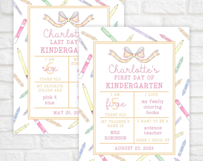 Printable Crayon Border Back to School Sign with Milestone Questions