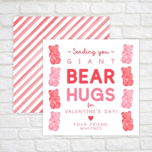 Printable Valentine Cards for Kids, Gummy Bear Valentine Tag, Beary Valentine Exchange Cards, Class Valentines, Valentine's Day Gift Tag