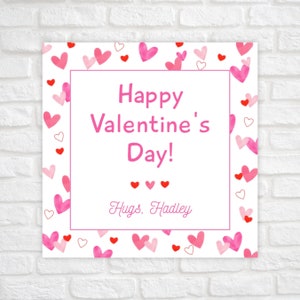 Printable Valentine Cards for Kids, Classroom Valentine, Watercolor Heart Valentines Tag, School Valentine Tags, Valentine&#39;s Day Gift Tags