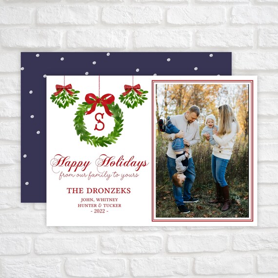 Printable Christmas Cards Christmas Photo Cards Watercolor - Etsy