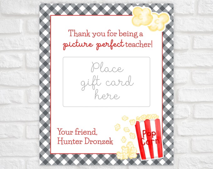Printable Teacher Appreciation Tags, Popcorn Teacher Appreciation Tag, Gift Card Holder, Teacher Appreciation Gift, Thank You For Teachers
