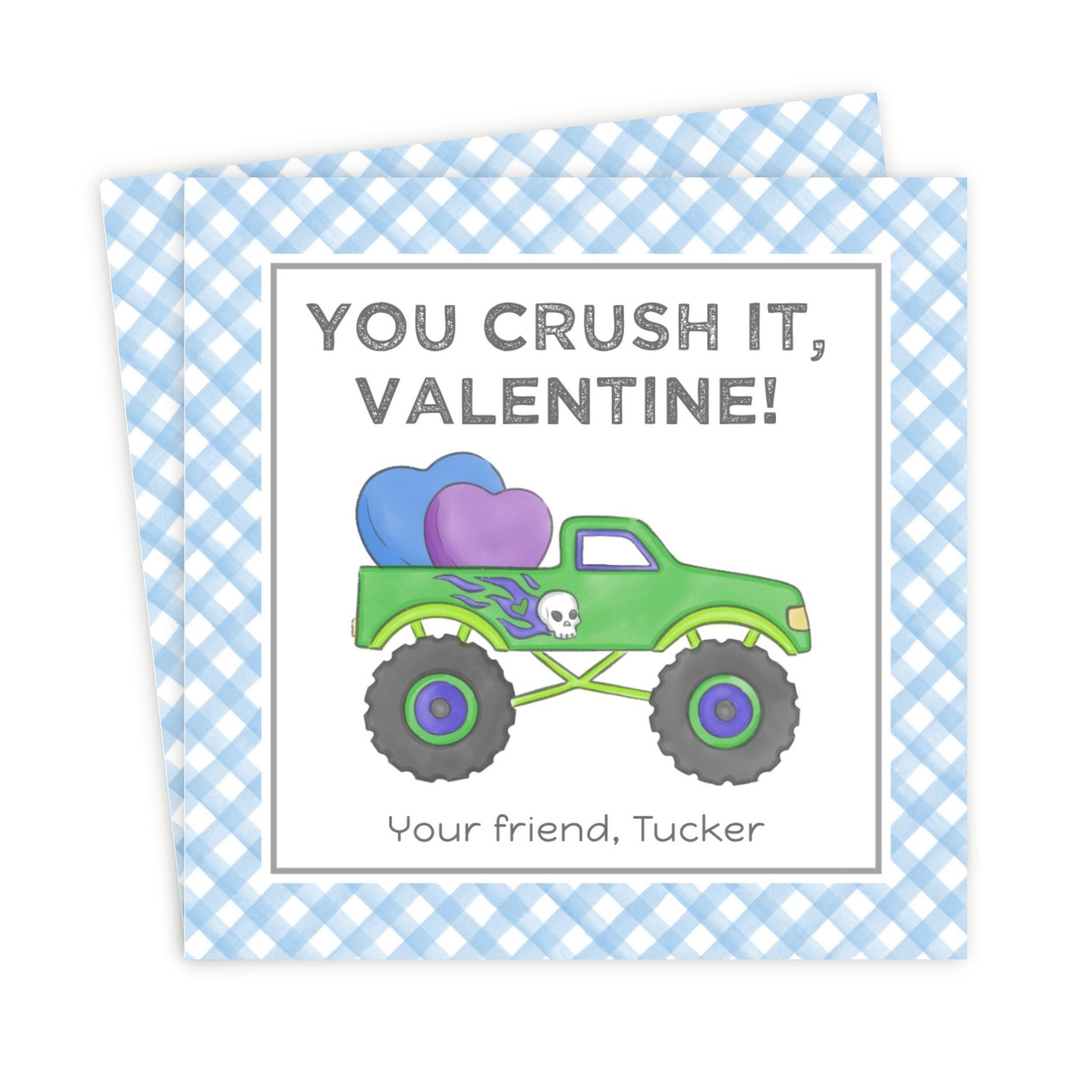 Monster Truck Valentine Card | Printable Valentines Day Tags for Kids ...