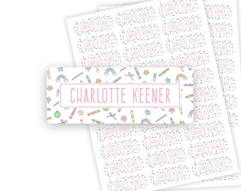 Personalized School Name Labels | Water Resistant Labels for Kids | Back to School Supply | Custom Name Stickers | Daycare Label | Set of 60