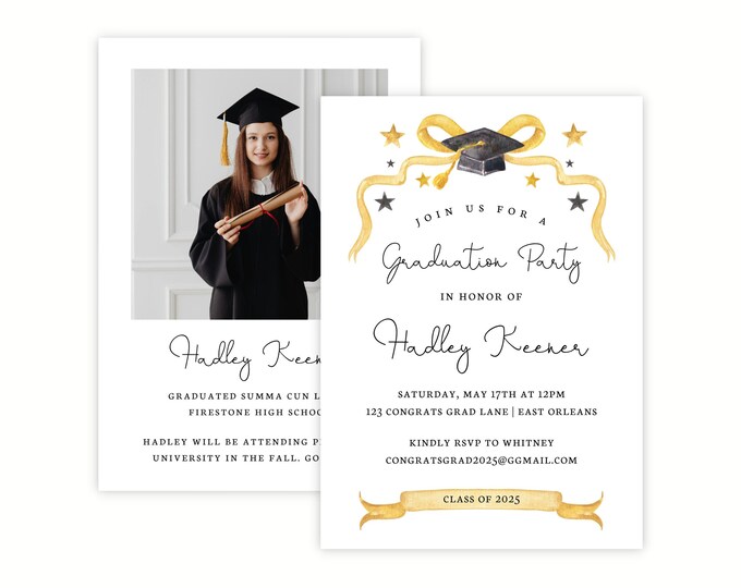 Black and Gold Graduation Invitation