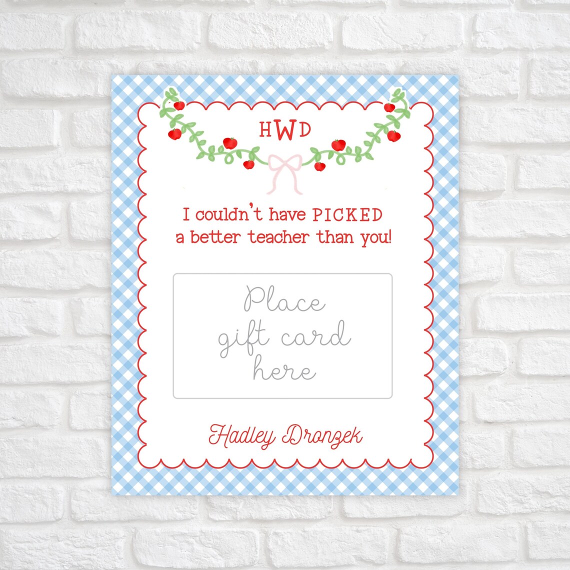Printable Teacher Gift Card Holder Back to School Gift for - Etsy