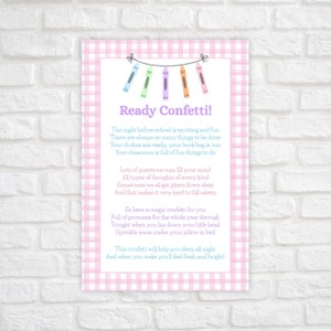 Ready Confetti Printable, First Day of School Tag, Back To School Tag,  Ready Confetti 1st Day of School Tag, Night Before First Day