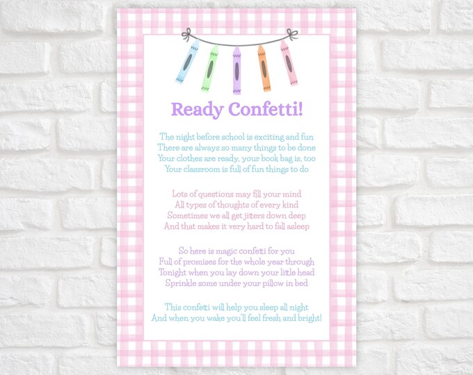 Ready Confetti Printable, First Day of School Tag, Back To School Tag,  Ready Confetti 1st Day of School Tag, Night Before First Day