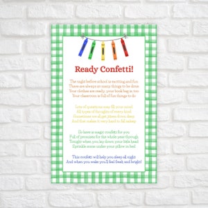Ready Confetti Printable, First Day of School Tag, Back To School Tag,  Ready Confetti 1st Day of School Tag, Night Before First Day