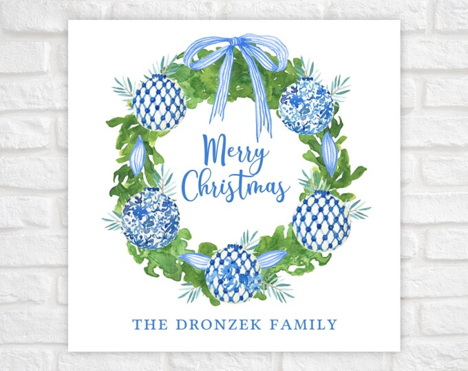 Christmas Gift Tags Printable, Chinoiserie Wreath Gift Tag, Christmas Gift Tag Personalized, Watercolor Christmas Gift Tags, Grandmillennial