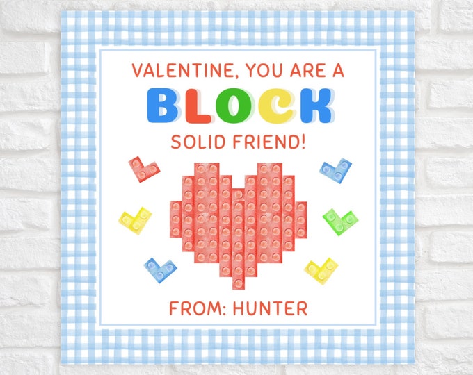 Printable Building Blocks Valentine Tag
