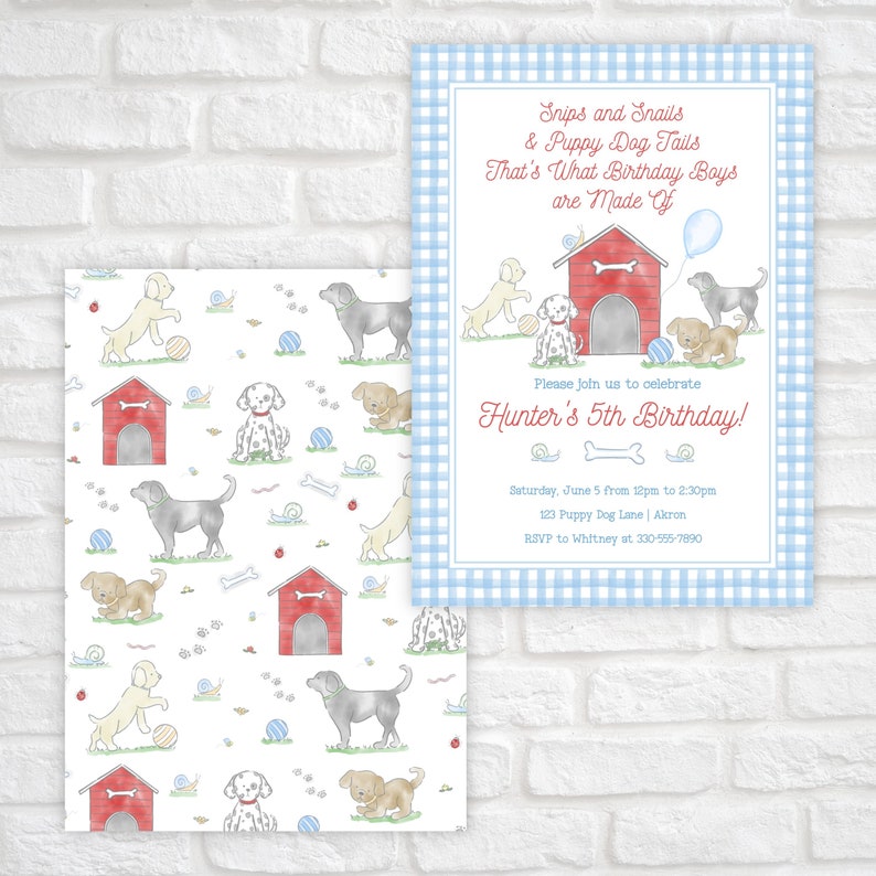 Snips and Snails and Puppy Dog Tails Birthday Invitation Etsy