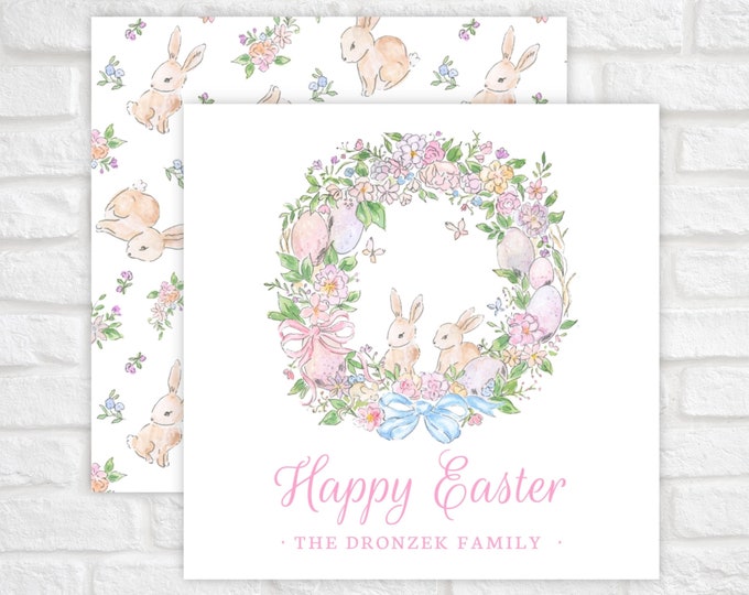 Easter Gift Tags Printable, Personalized Easter Gift Tags, Easter Bunny Wreath Gift Tag, Bunny Tags, Easter Basket Tag Template,