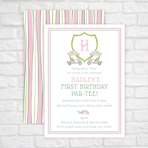 Girl Golf Birthday Party Invitation, Printable Golf First Birthday Invite, Golf 1st Birthday, Lets Par Tee, Digital Download Template