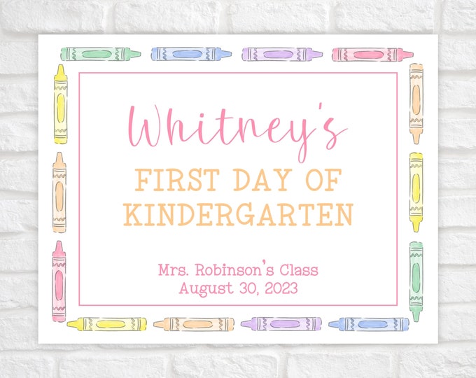 Rainbow Crayon First Day of School Sign Printable