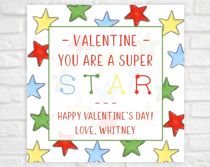 Printable Super Star Valentine Gift Tags