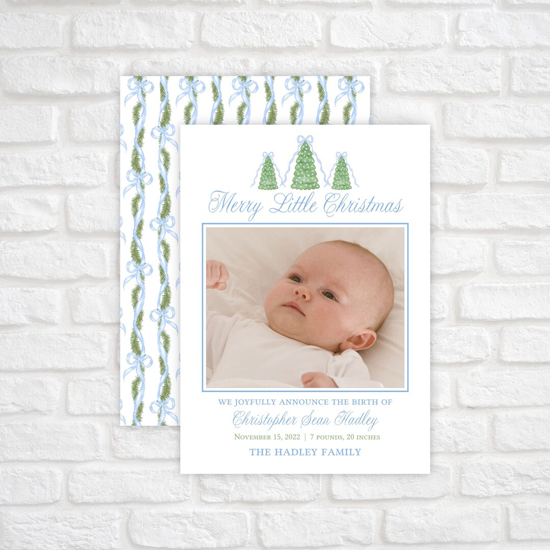 Christmas Photo Card Template, Birth Announcement Christmas Card