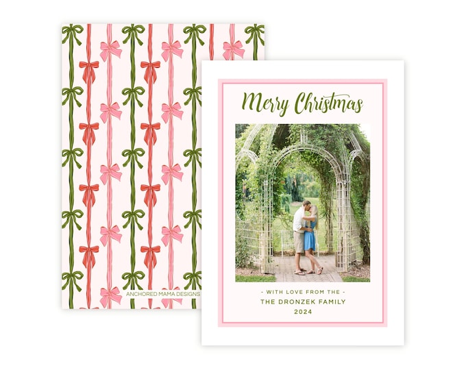Coquette Bow Christmas Photo Card