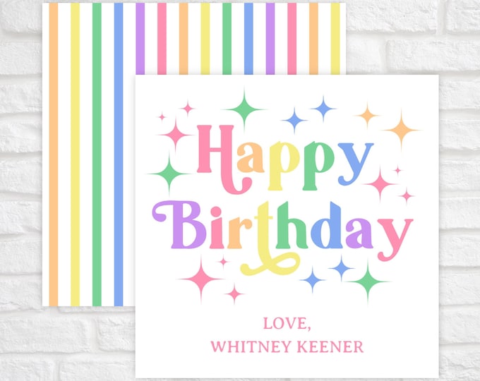 Printable Rainbow Stars Happy Birthday Gift Tags