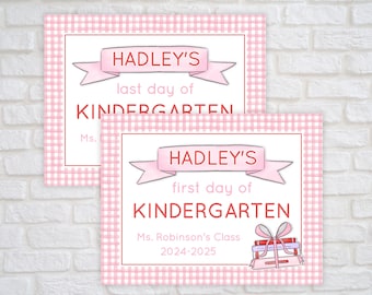 First Day of School Sign Printable, Back to School Sign for Girls, Editable Preschool Sign, Kindergarten Sign, Last Day of School Sign