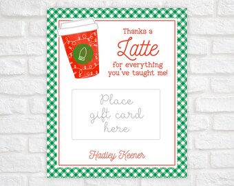 Teacher Gift Card Holder Christmas, Christmas Gift for Teacher, Teacher Appreciation Gift Tag, Daycare Teacher Gift, Printable Card Holder