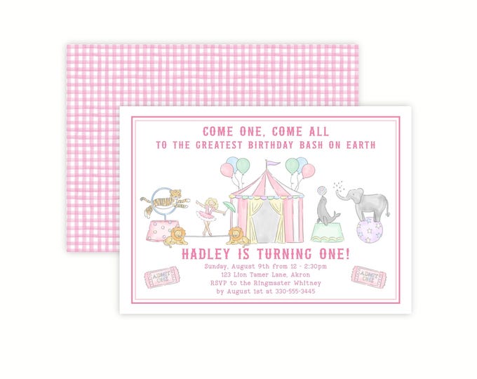 Printable Pink Circus Birthday Invitation