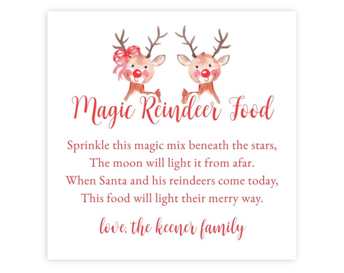 Printable Magic Reindeer Food Tag