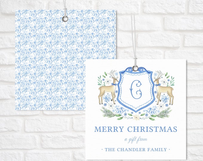 Chinoiserie Reindeer Crest Gift Tags