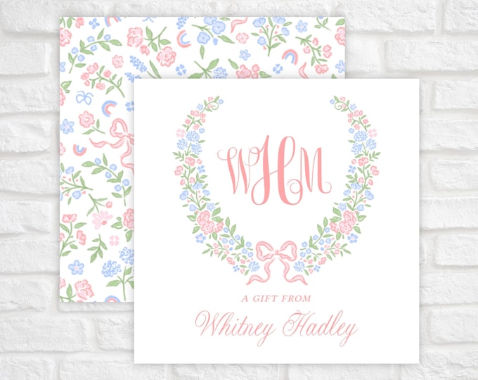 Printable Monogrammed Floral and Bow Gift Tags