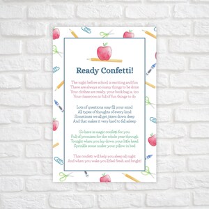 Ready Confetti Printable, First Day of School Tag, Back To School Tag,  Ready Confetti 1st Day of School Tag, Night Before First Day