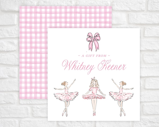 Pink Gingham Ballet Gift Tag