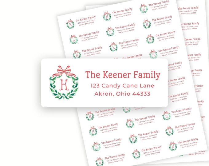 Printed Christmas Wreath Return Address Labels