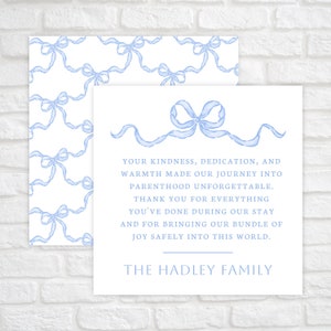 Druckbare Krankenschwester Korb Danke Tags, Arbeit und Lieferung Krankenschwester Dankeschön Tag, Neues Baby Boy Geschenkanhänger, Krankenhaus NICU Tag, Blaue Schleife Gitter