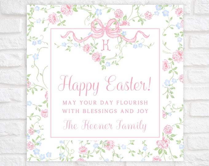 Printable Monogram Bow and Floral Easter Tags