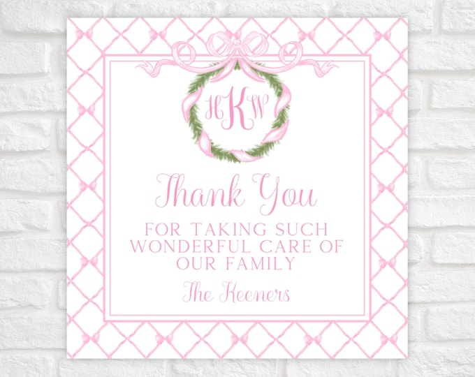 Nurse Thank You Tag for Basket, Printable Baby Girl Thank You Tags, NICU Labor and Delivery Nurse Thank You Tag, New Baby Gift Tag