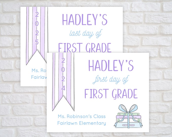 Printable Book-Themed Purple Banner Back to School Sign