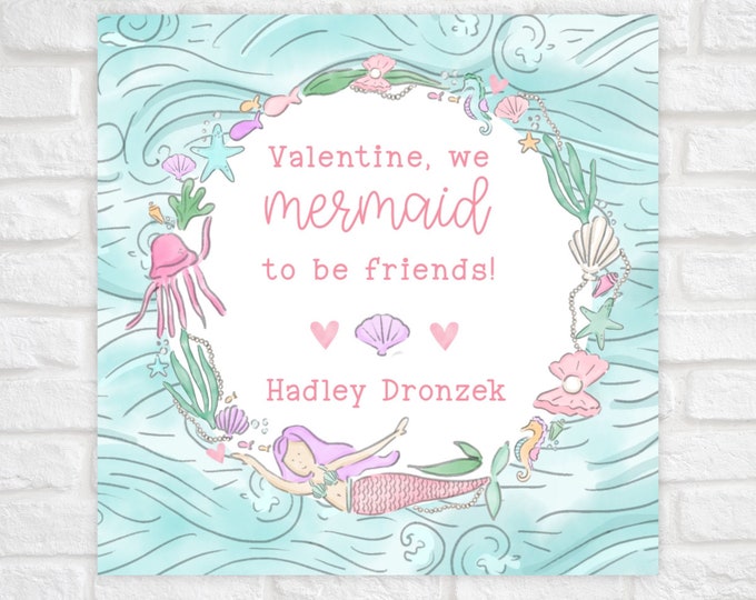 Printable Mermaid Valentine Tag