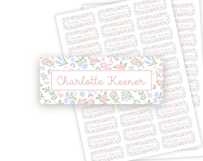 Personalized Ditsy Floral School Name Labels