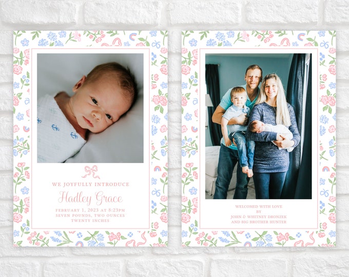 Baby Girl Birth Announcement Card