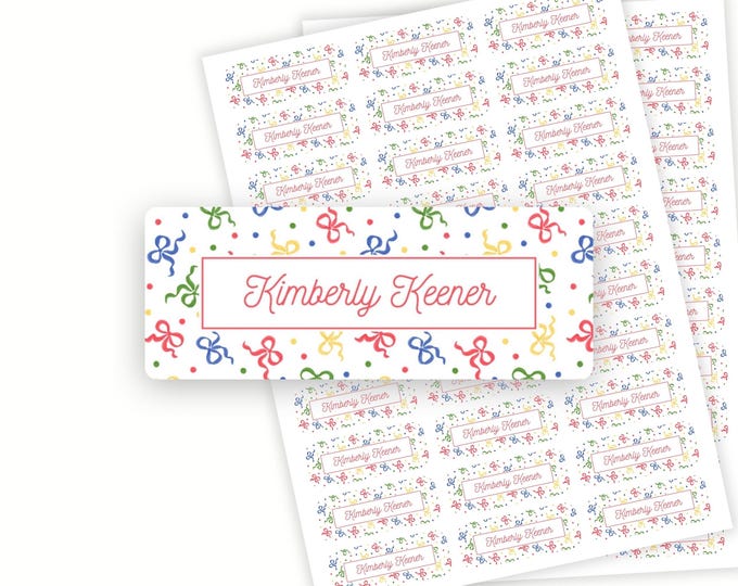 Personalized Back to School Bow School Name Labels