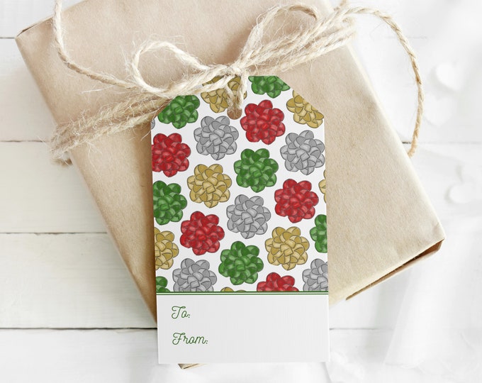 Christmas Package Bow Gift Tag Instant Download