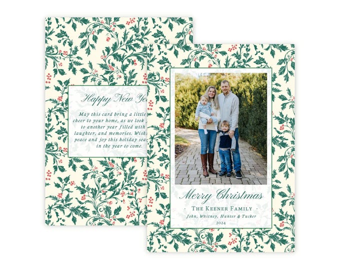 Printable Colorful Merry and Bright Christmas Card