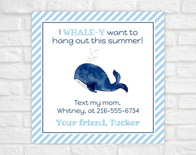 Printable End of School Tags for Kids, Play Date Calling Card, Summer Play Date Card, Play Date Business Card, Keep in Touch Contact Card