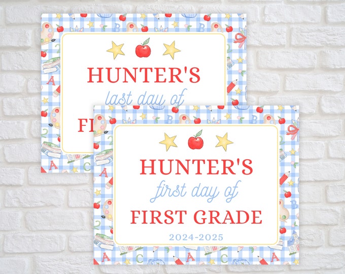 Printable Apple and Stars Back to School Sign