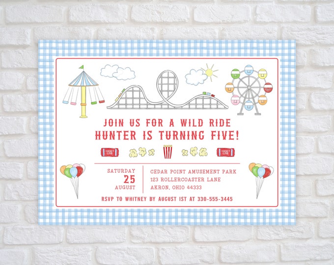 Printable Amusement Park Birthday Invitation Template