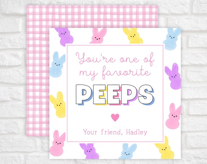 Printable Pink Easter Peeps Gift Tags