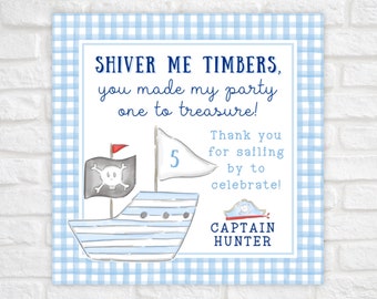 Pirate Thank You Tags Printable, Pirate Favor Tag, Pirate Birthday Gift Tags, Pirate Party Favors, Pirate Birthday Party Decorations