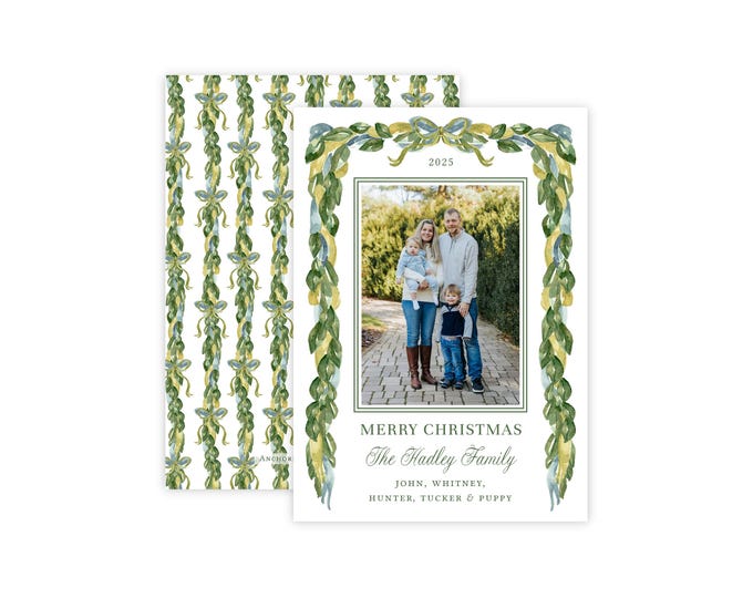 Greenery Swag Christmas Photo Card