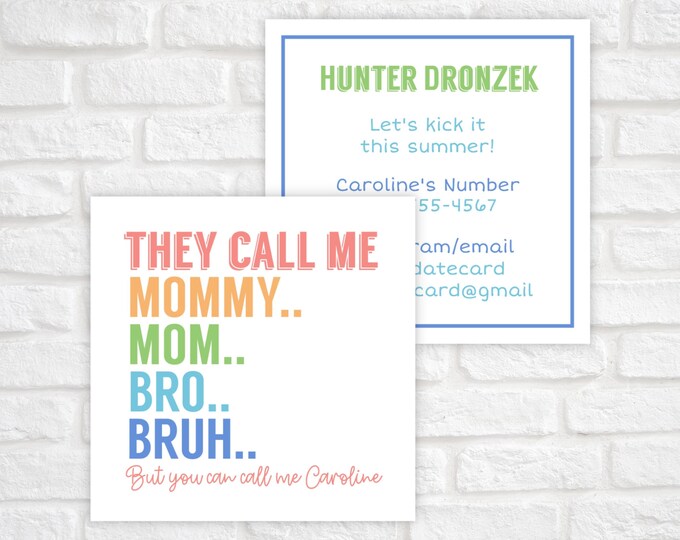 Mommy, Mom, Bro, Bruh Playdate Cards for Kids