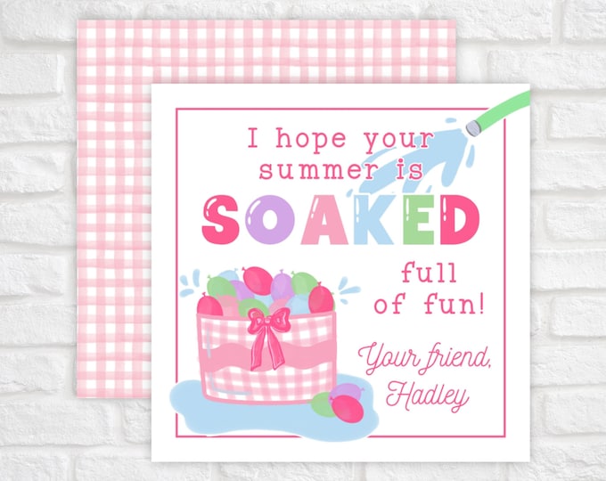Last Day of School Tag Printable, Water Balloon Gift Tag, Water Balloon Favor Tag, End of School Year Gift Tags, Classmate Treat Tag
