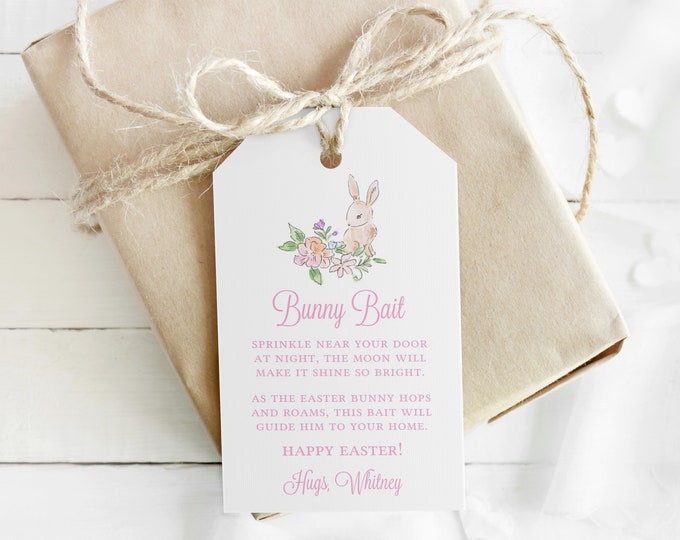 Printable Floral Bunny Bait Gift Tag
